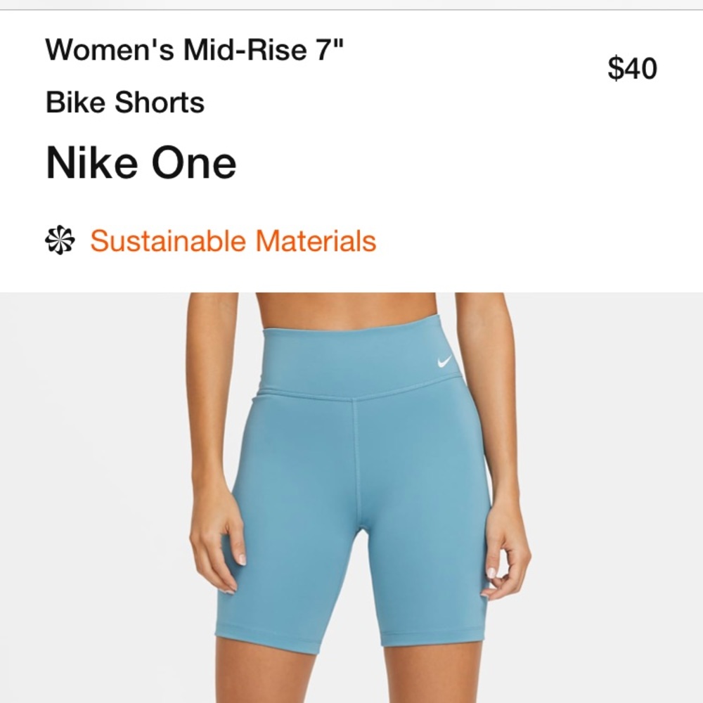 NWOT. Nike Bike Shorts, Mid-rise 7”